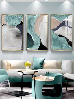 The Handmade Flair - Geomorphic Nordic Framed Wall Art (Pack of 3)