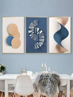 The Handmade Flair - Minimalist Geometric Framed Wall Art (Pack of 3)