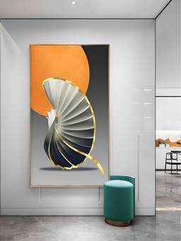 The Handmade Flair - Orange Golden Framed Wall Art