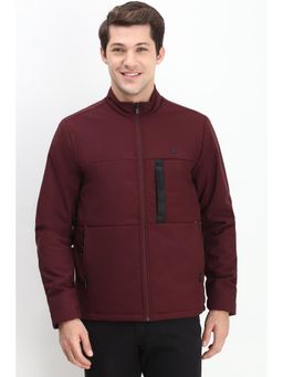 Allen Solly - Men Maroon Solid Full Sleeves Casual Jacket