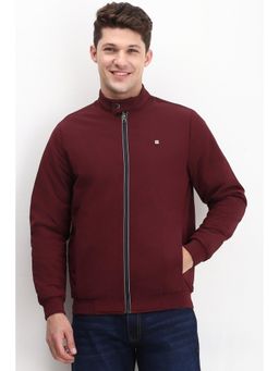 Allen Solly - Men Maroon Solid Full Sleeves Casual Jacket