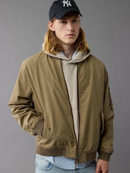 American Eagle - Men Olive Cotton Bomber Jacket