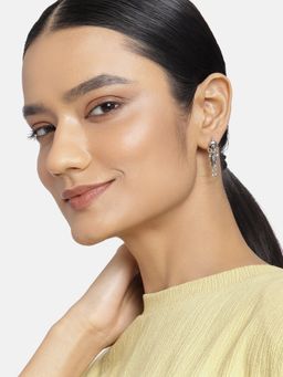 Estele - Rhodium Plated Oxidized Antique Matsya Dangle Earrings for Women