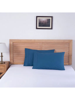 Maspar - Colorart Slumber Solid Saxsony Blue 200 TC Cotton Standard Pillow Case Set Of 2