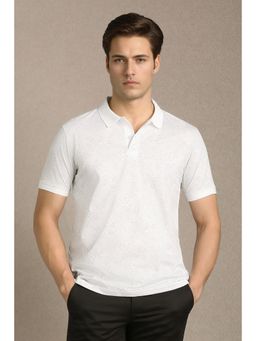Louis Philippe - White Printed Half Sleeves Regular Polo T-Shirt