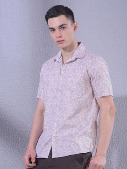 CRIMSOUNE CLUB - Purple Printed Half Sleeves Slim Shirt