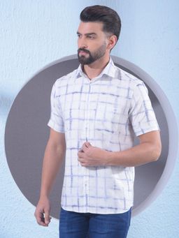 CRIMSOUNE CLUB - White Checks Half Sleeves Slim Shirt