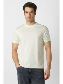 Peter England - White Solid/Plain Half Sleeves Regular T-Shirt