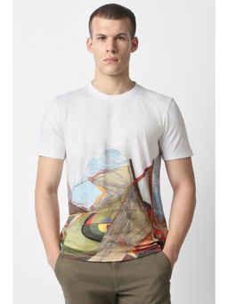 Van Heusen - White Printed Half Sleeves Slim T-Shirt