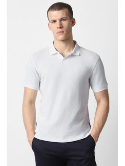 Van Heusen - White Textured Half Sleeves Slim Polo T-Shirt