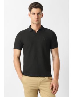 Van Heusen - Black Textured Half Sleeves Slim Polo T-Shirt