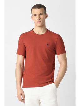 Van Heusen - Orange Textured Half Sleeves Regular T-Shirt