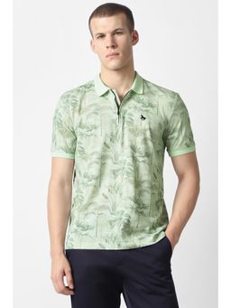 Van Heusen - Green Printed Half Sleeves Slim Polo T-Shirt