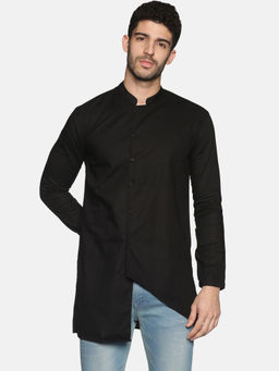 SHOWOFFFF - Mens Casual Black Slim Fit Full Kurta