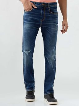Spykar - Dark Blue Comfort Fit Mid Rise Jeans for Men