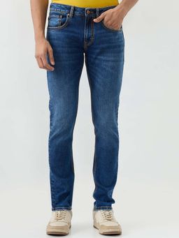 Spykar - Dark Blue Slim Fit Low Rise Jeans for Men