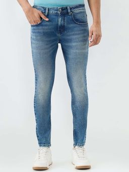 Spykar - Mid Blue Slim Fit Mid Rise Jeans for Men