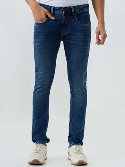 Spykar - Navy Blue Slim Fit Low Rise Jeans for Men