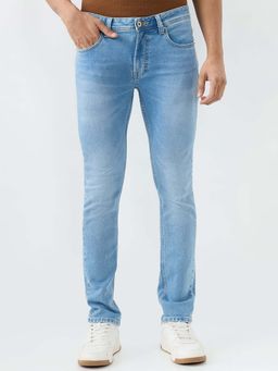 Spykar - Light Blue Regular Fit Mid Rise Jeans for Men