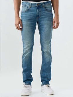 Spykar - Vintage Blue Regular Fit Mid Rise Jeans for Men