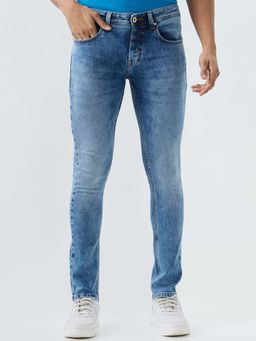Spykar - Mid Blue Slim Fit Low Rise Jeans for Men
