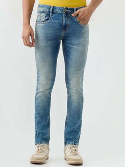 Spykar - Mid Blue Slim Fit Low Rise Jeans for Men