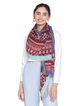 Shingora - Wool Maroon Printed Stole