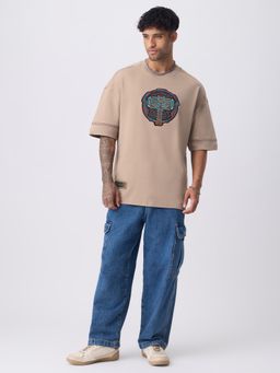 The Souled Store - Official Marvel Thor: Indie Hammer Beige Men Super Oversized T-Shirt