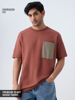 The Souled Store - Azelic Rust Men Oversized T-Shirt