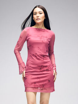 Twenty Dresses by Nykaa Fashion - Multicolor Floral Bell Sleeves Bodycon Mini Dress
