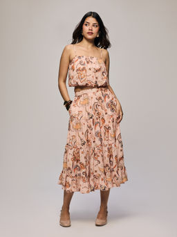 Twenty Dresses by Nykaa Fashion - Multi-Color Paisley Crop Top and Midi Skirt Co Ord Set (2XL)