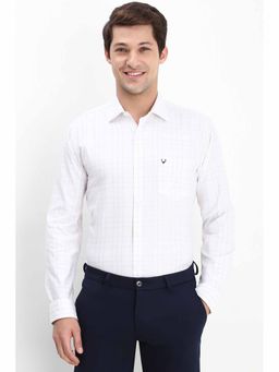 Allen Solly - Men White Slim Fit Check Full Sleeves Formal Shirt