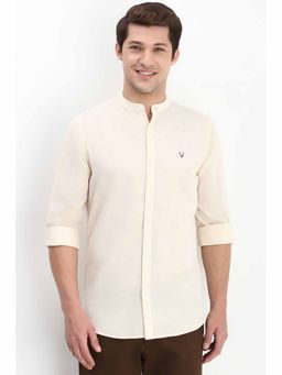 Allen Solly - Men Cream Slim Fit Solid Full Sleeves Casual Shirts