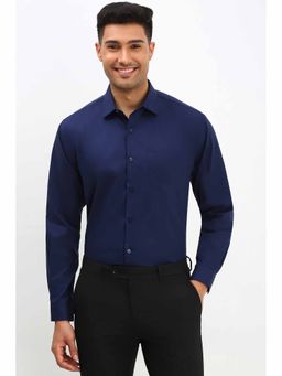 Allen Solly - Men Navy Blue Slim Fit Solid Full Sleeves Formal Shirt