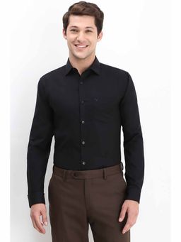 Allen Solly - Men Black Slim Fit Solid Full Sleeves Formal Shirt