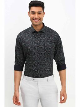 Allen Solly - Men Black Slim Fit Floral Print Full Sleeves Formal Shirt
