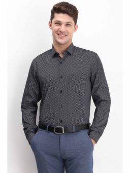 Allen Solly - Men Black Slim Fit Print Full Sleeves Formal Shirt