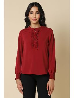 Allen Solly - Women Red Solid Full Sleeves Blouse Top