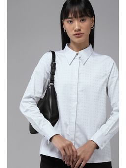 Van Heusen - Women Blue Printed Full Sleeves Formal Shirt