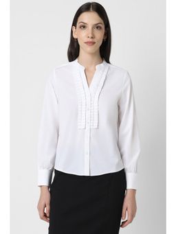 Van Heusen - Women White Solid Full Sleeves Formal Blouse Top
