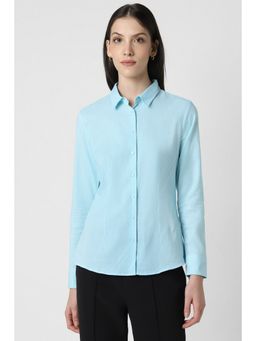 Van Heusen - Women Blue Checks Full Sleeves Formal Shirt