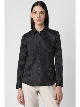 Van Heusen - Women Black Stripe Full Sleeves Formal Shirt
