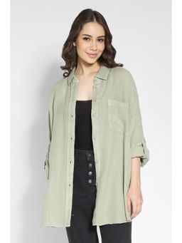 American Eagle - Women Green Go Big Beach Casual Shirt