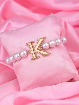 Estele - Rose Gold Plated Kindly K Letter Pearl Bracelet for Women