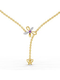 SPARQ - Lab Grown Diamond 0.07CT Round 925 Sterling Silver Gold Plated Butterfly Necklace