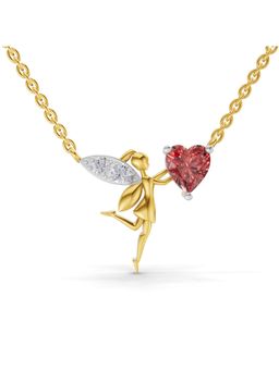 SPARQ - Lab Grown Diamond 0.04CT Round 925 Sterling Silver Gold Plated Angel Necklace