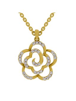 SPARQ - Lab Grown Diamond 0.33CT Round 925 Sterling Silver Gold Plated Floral Necklace
