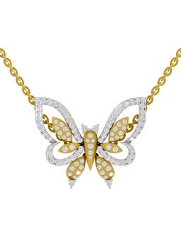 SPARQ - Lab Grown Diamond 0.85CT Round 925 Sterling Silver Gold Plated Butterfly Necklace