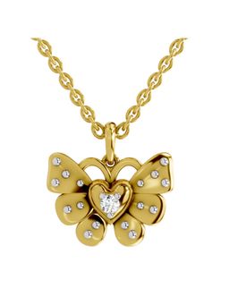 SPARQ - Lab Grown Diamond 0.07CT Round 925 Sterling Silver Gold Plated Butterfly Necklace
