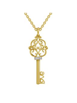 SPARQ - Lab Grown Diamond 0.04CT Round 925 Sterling Silver Gold Plated Key To Love Necklace